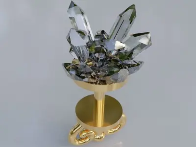 Earrings with quartz gems on the top 3D print model