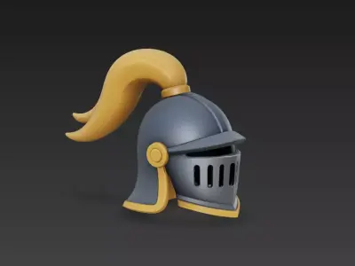 Stylized Medieval Knight Helmet 3D Model  PBR Asset 4K Textures 3D model