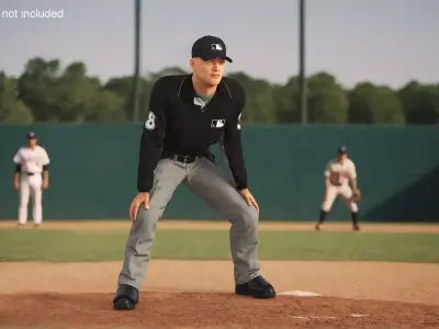 Baseball Umpire in Cap Ready Pose 3D model