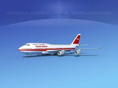 Boeing 747-400 TWA 1 3D model