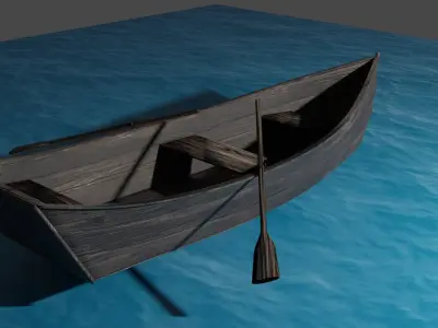Wooden Boat Low-poly 3D model