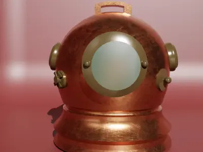 Scuba Diving Helmet Low-poly 3D model