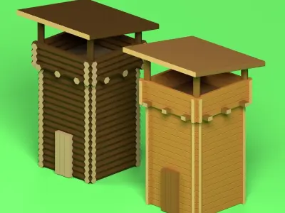 Low Poly Wood Tower 2 Low-poly 3D model