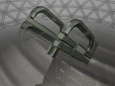 Sci-Fi Stairs - 2 - Green Version Low-poly 3D model