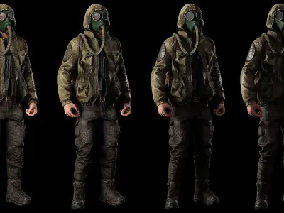 Post apocalyptic survivor 1 Game ready low poly character Low-poly 3D model