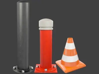 Road Safety Bollards and Cone Collection V3 3D model