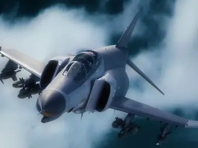 F4 Phantom 2  Grey-with Cockpit-Fully Rigged-High Resolution Low-poly 3D model