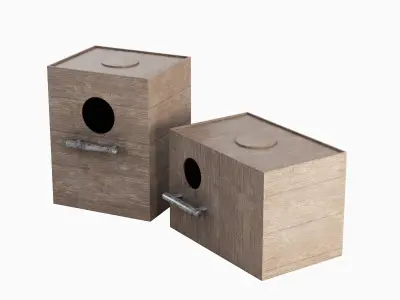 Wooden Birdhouse E 01 Low-poly 3D model