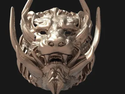 Samurai lion mask 4  3D model
