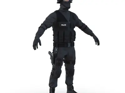 SWAT Man Rigged 3D model