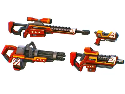 LowPoly Sci-FiCartoon Weapons Union Set Low-poly 3D model