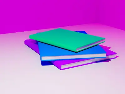 Stylized Colorful 3D Books Low Poly Book Stack Free 3D model