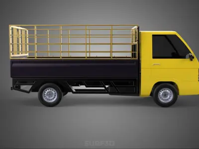 PICKUP TRUCK CAGE TRANSPORT DELIVERY CARGO LOGISTICS COMMERCIAL 3D model