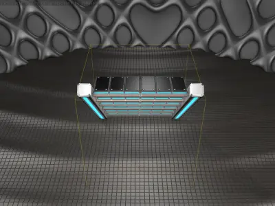 Sci-Fi Stairs - 15 - Silver Blue Neon Light Version Low-poly 3D model