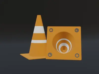 Low poly traffic cone Low-poly 3D model