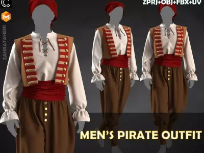 MENS PIRATE OUTFIT 3D model