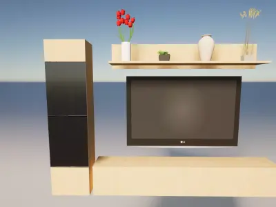 Living Room Wall Furniture Free low-poly 3D model