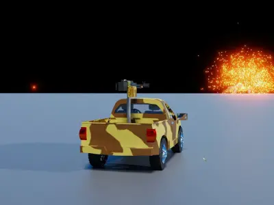 Fighting Verhicle Machine Gun Firing  Low-poly 3D model