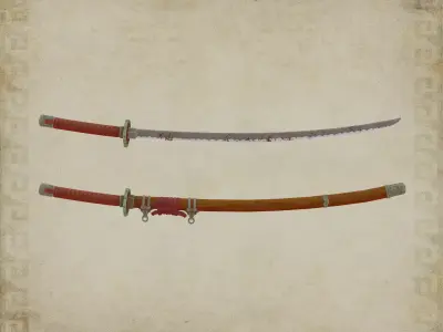 Stylized katana demon sword Low-poly 3D model