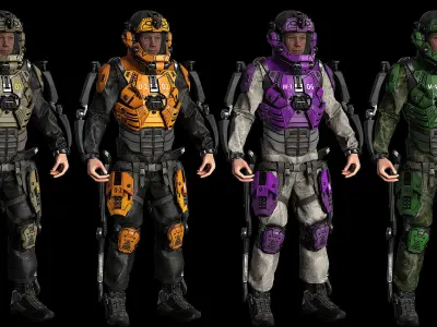 MODULAR SCI FI SOLDIER Vol 2 Game ready character Low-poly 3D model
