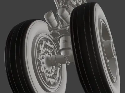 High-polly 50s American Bomber Landing Gear 3D model