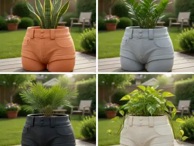 3D Printed Shorts Flower Pot - Funny Jeans Planter STL 3D print model