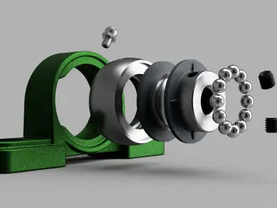 UPC 201 type 12mm Pillow Block Bearing 3D model