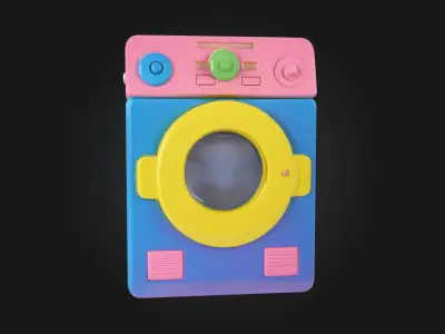 Colorful Toy Washing Machine Whimsical Mini Appliance 3D model