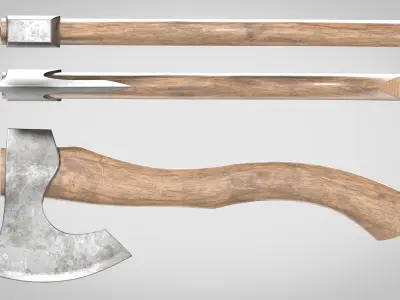 Camping Axe Low-poly 3D model