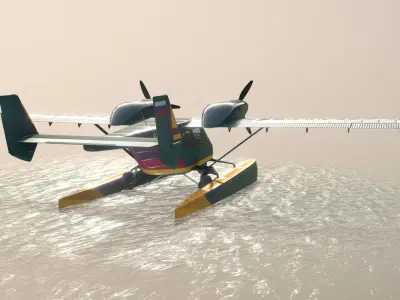 Accord-201 Floatsplane GreenYellow Livery Low-poly 3D model