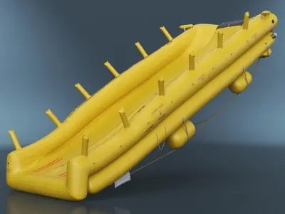 Inflatable Emergency Plane Ramp Yellow 3D model