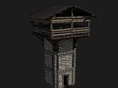 VIKING FORT NORSE FORTRESS CASTLE WALLS WATCHTOWER BUILDINGS Low-poly 3D model