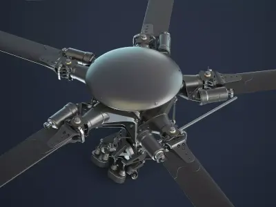 MH-6 Little Bird Rotors High-Poly 3D model