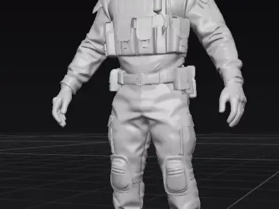 Modern Special Forces Soldier 3D Model Full Body OBJ STL GLB 3D model