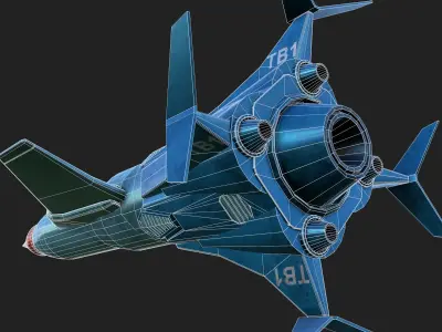 Thunderbird fighter jet Low-poly 3D model