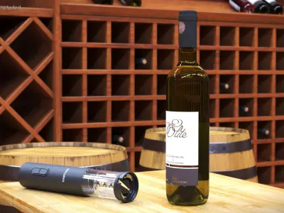 Wine Opener on Bottle Animated 3D model