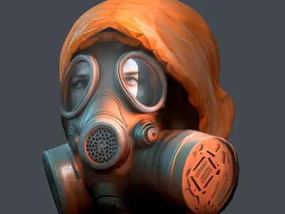 Gas mask helmet 3d model military combat fantasy Low-poly 3D model