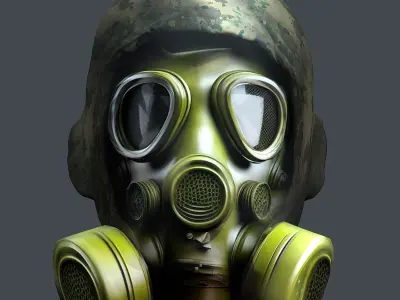 Gas mask helmet 3d model military combat Low-poly Low-poly 3D model