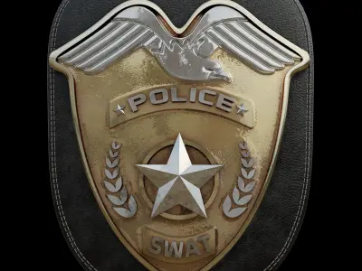 SWAT Police Badge Photorealistic PBR Low-poly 3D model Low-poly 3D model
