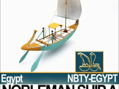 Ancient Egyptian Nobleman Ship and Naval Props 3D model