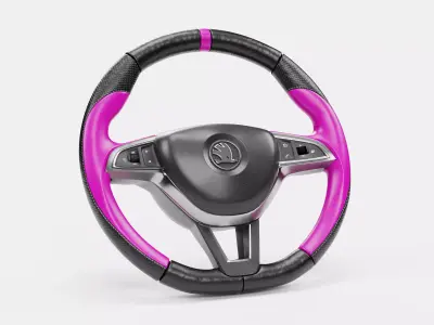 Pink Cover Steering Wheel 3D model
