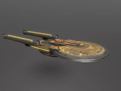 27-2Saucer-Section-Asymetrical star trek ship 3D model