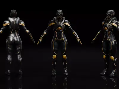 Female Bounty Hunter - Rigged Low-poly 3D model