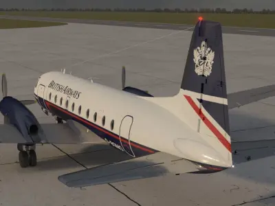 Hawker Siddeley 748 British Airways PBR Low-poly 3D model