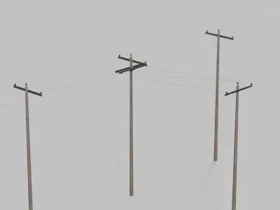 Utility Pole - Composite Mast with Single Crossarms 3D model