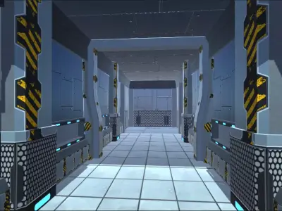 Modular Sci-Fi Lab Environment Low-poly 3D model
