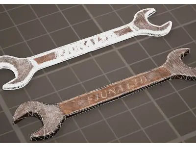 Rusty old iron wrench Low-poly 3D model