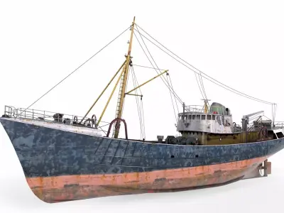 North Sea Diesel Trawler Low-poly 3D model