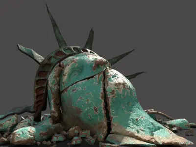Broken Down Statue Of Libertys Head 3D model