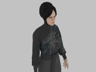 woman in asian clothes Low-poly 3D model